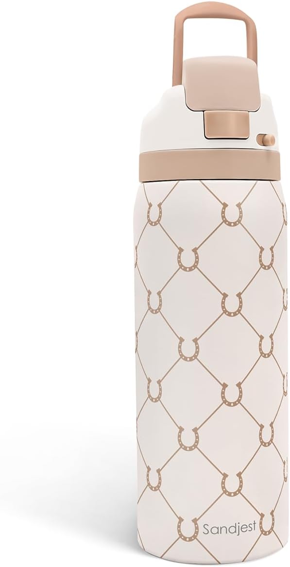 Horse Lover Insulated Stainless Steel Water Bottle with Straw for Sports and Travel, 32oz, Gifts for Women Girls Friends Teens Birthday Christmas (Brown)