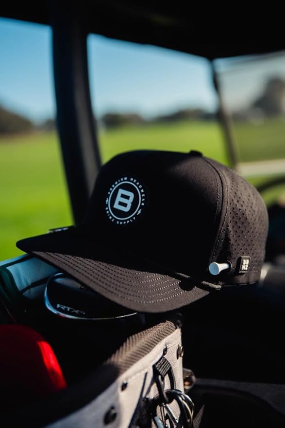 BRIMZ Golf Performance Hat - Tee Holder & Magnetic Ball Marker - Breathable, Sweat & Water Resistant Golfing Snapback Hat