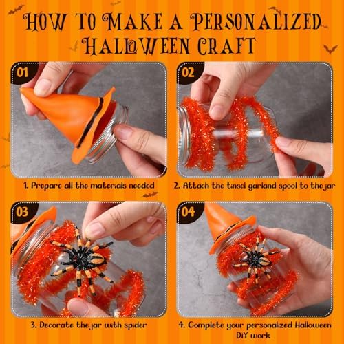 Mimorou 12 Set Halloween Candy Jars 8.5 oz Plastic Jars Craft Kit, Orange