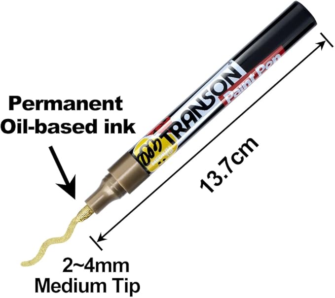 TRANSON 2 Gold Permanent Paint Markers - Image 2
