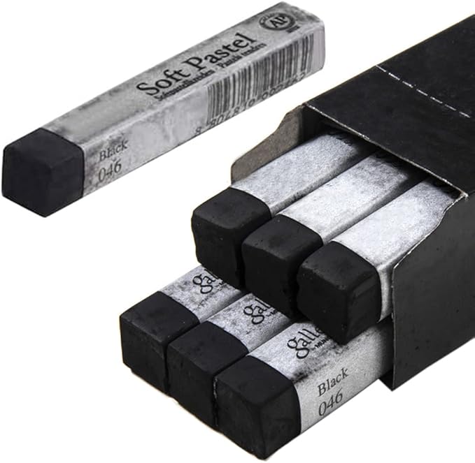 6pcs Square Black Soft Pastel Set, Professional Artist's Sketching Chalk by iEasey
