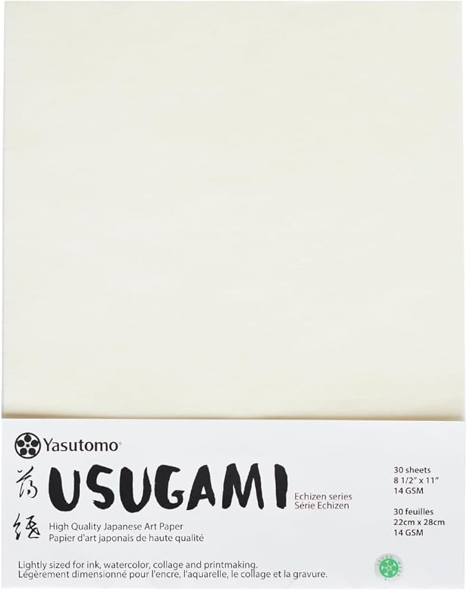 Yasutomo Usugami Paper, Size 8 1/2" x 11", 30 Sheets, Arts and Crafts Supplies by Yasutomo