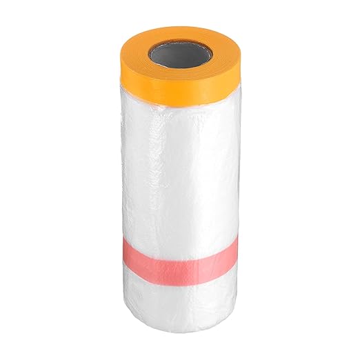 HARFINGTON Pre-Taped Masking Film 43.3" x65.6ft Double Adhesive Tape and Drape by HARFINGTON