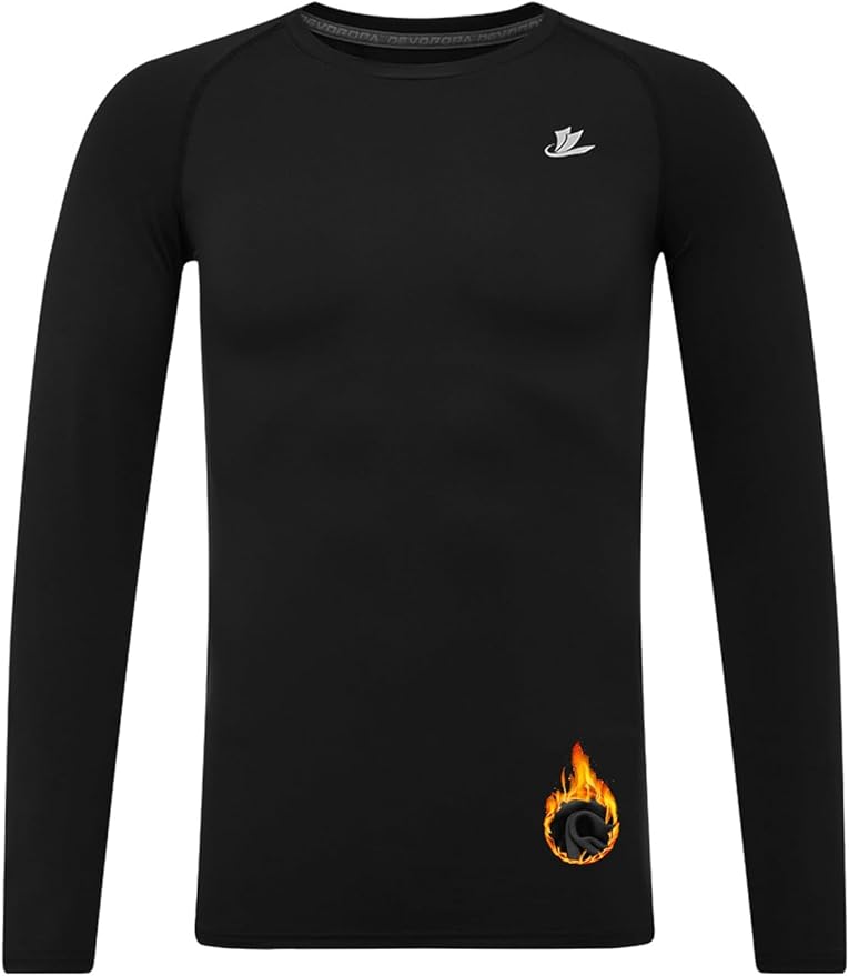 DEVOROPA Youth Boys Compression Thermal Shirt Long Sleeve Kids Fleece Baselayer Soccer Baseball Undershirt Slim/Regular/Husky