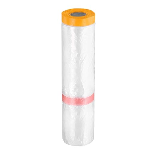 HARFINGTON Pre-Taped Masking Film 157.5" x65.6ft Double Adhesive Tape and Drape by HARFINGTON