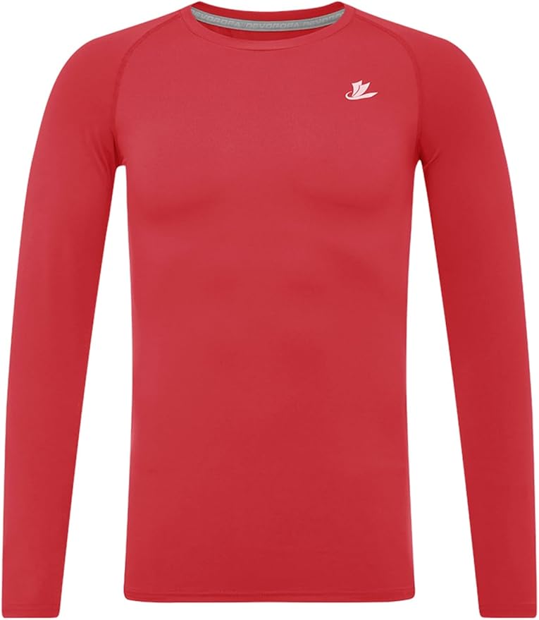 DEVOROPA Youth Boys Compression Shirt Long/Short Sleeve Football Baseball Undershirt Quick Dry Kids Sports Baselayer Crewneck