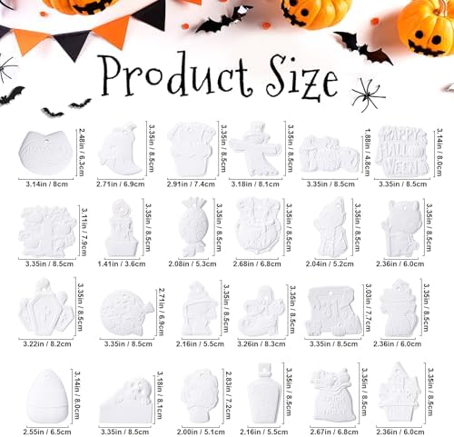 Seenelling 24 Sets DIY Painting Kits Paint Your Own Ceramics Monsters Ghost Unpainted Plaster Statues Arts and Crafts with Brush, Lanyard for Classroom Kid DIY Paint Craft Kit(Fun)