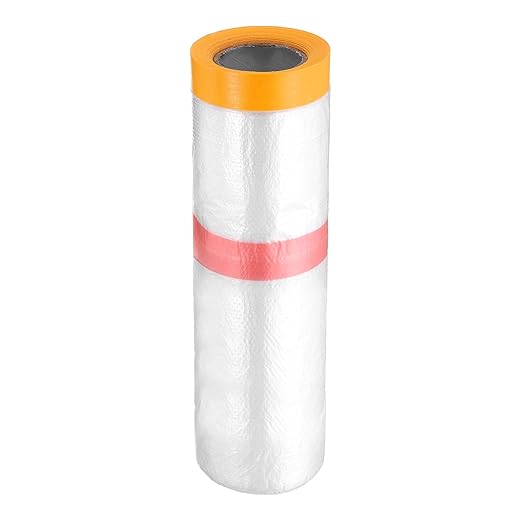HARFINGTON Pre-Taped Masking Film 106.3" x32.8ft Double Adhesive Tape and Drape by HARFINGTON