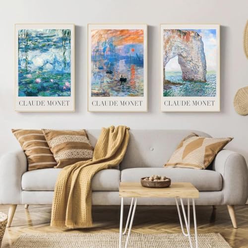 GOUOYANA 3 Pack Monet Paint By Numbers Kit for Adults-Frameless 12x16 Inch