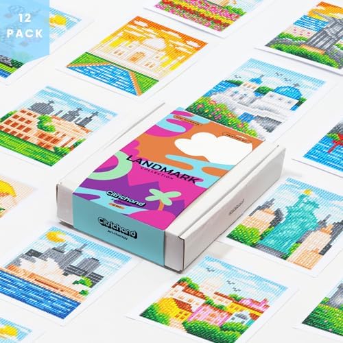 Citrichand Small Diamond Art Kits, City Landmarks 12 Pack for Adults