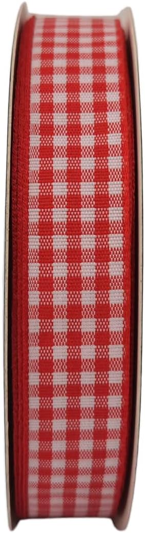 Red and White 100% Polyester Gingham Ribbon 25 Yards Each Roll - Image 4