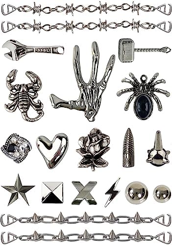 ZOKUZO Chic Bling Shoe Charms Gold and Sliver Designer Jewels Pretty Cute Chains Decorations Accessories for Women Girl Adults