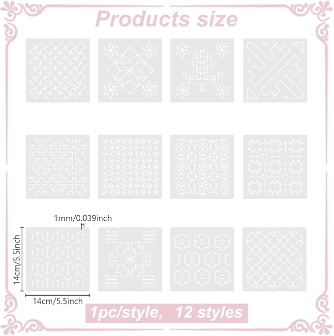 FREEBLOSS Sashiko PET Stencils - Image 3