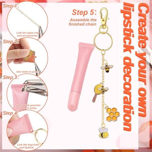 VioraWhite 213 Pcs Fall Theme Lip Gloss Keychain Making Kit