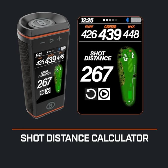 Bushnell Golf Wingman HD GPS Speaker with 3.5" Color Touchscreen, 360° Premium Audio, Visual & Audible Distances, Hazard & GreenView, Magnetic Cart Mount