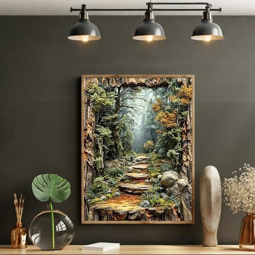 PHANTASYART Misty Forest Path Paint by Numbers Kit for Adults 16x20inch