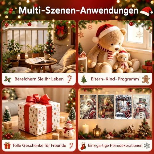 Christmas Paint by Numbers for Adults with Framed Canvas - Wooden Easel