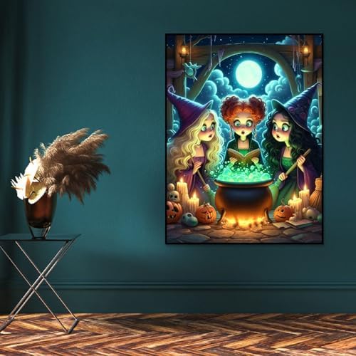 MIRCVSH Halloween Paint by Numbers for Adults with Framed Canvas-with Wooden Easel,Paint by Number on Canvas,DIY Acrylic Oil Painting Kits with Brushes Nice Gift Box for Home Wall Decor(12x16 Inch)