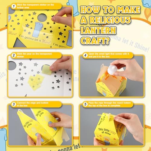 Simgoing 24 Sets Religious Candle Lantern Kit Sunday School Crafts