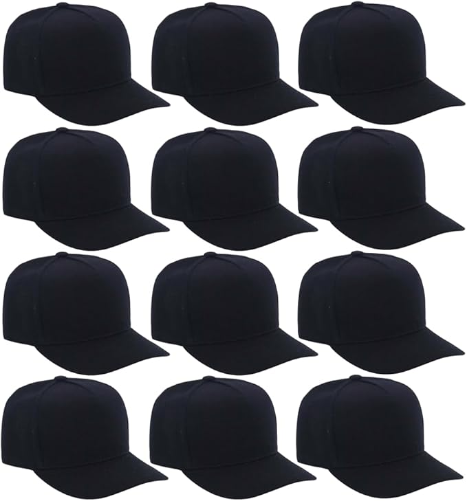 ZH 12 PC 5 Panel Baseball caps, Bulk Baseball caps, Customizable DIY Design, Wholesale Caps, One-Size-Fits-All