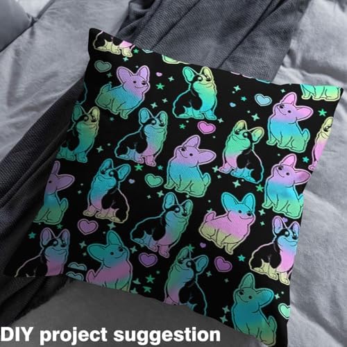 jejeloiu Cute Corgi Upholstery Fabric Soft 2 Yards