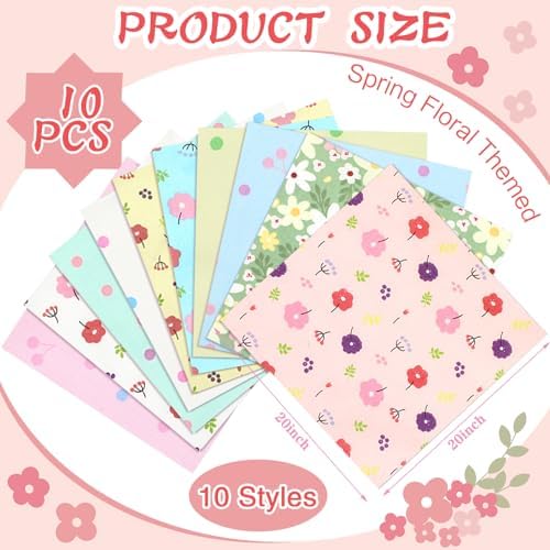 Hahafelt 10 Pcs Wildflower Quilting Fabric Bundles 20 x 20 Inch