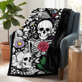 DIY Skull Coloring Blanket With 24 Fabric Markers Gothic Floral Throw