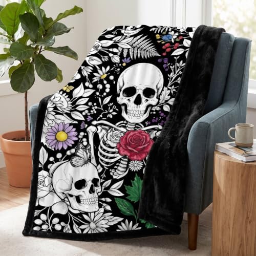 DIY Skull Coloring Blanket With 24 Fabric Markers Gothic Floral Throw