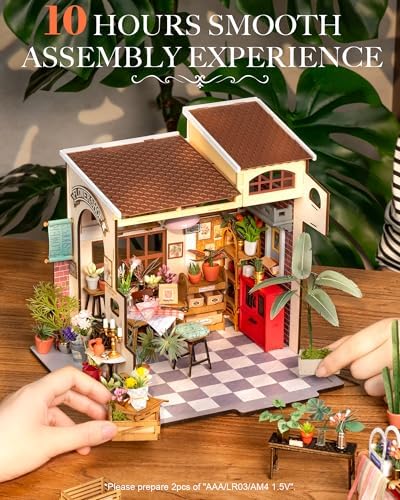 Rolife Flower Shop Miniature House Kit with LED Lights