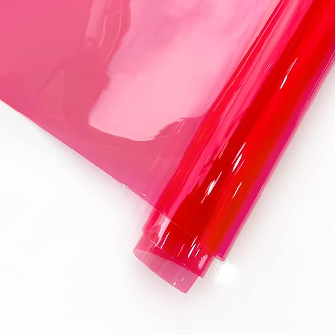 HYANG Dark Hotpink Transparent PVC Super Clear Holographic Vinyl Faux Leather by HYANGHAVEPUPVCALLLEATHER