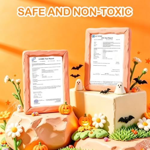 Air Dry Clay Kit - 12 Halloween Modeling Clay for Kids, Complete DIY Clay Craft Set with Sculpting Tools & Step-by-Step Tutorials, Ultra Soft & Non-Sticky Clay, Gift Ideas for Halloween
