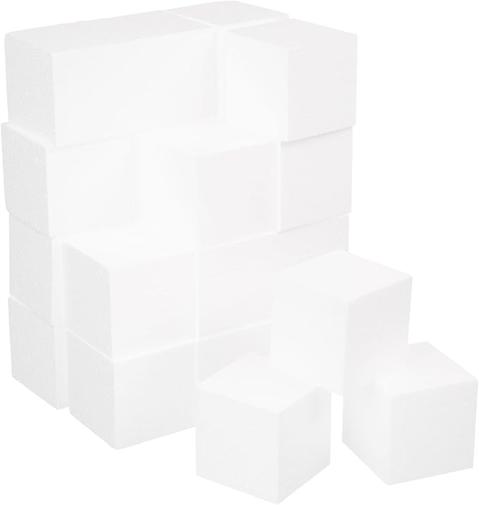 Crafare 3x3x3 Inch 24Pack Craft Foam Square Polystyrene Square Cubes - Image 4