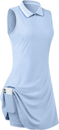 Womens Sleeveless Golf Tennis Dresses with Inner Shorts＆Pockets for Workout Exercise
