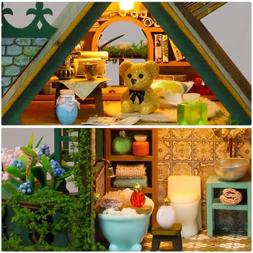 Dollhouse Kit, DIY Miniature House Kit w/LED for Adults