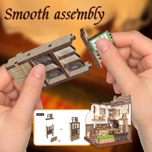 Country Cafe DIY Book Nook Kit for Adults - 3D Wooden Puzzle Miniature House with Furniture, Collectible Shelf Insert, Home Library Decor Gift