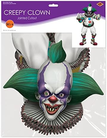 Beistle Cardstock Paper Jointed Creepy Clown Halloween Decorations For Home, Office, or Haunted House Party Supplies