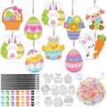 Dunzoom 30 Set Easter Craft Kit Suncatchers Kit Spring Easter Eggs DIY Suncatchers Craft Kit Make Your Own Suncatcher Paint Easter Bunny Sun Catcher Ornaments for Spring Art Craft Painting Activity