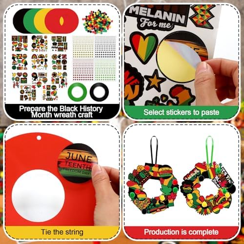 Hollowfly 48 Sets Juneteenth Wreath Craft Kits
