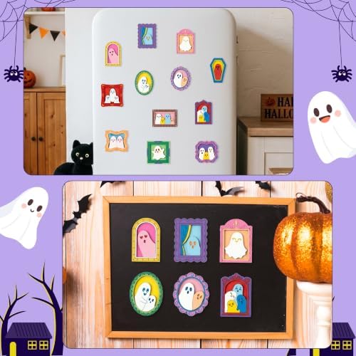 Halloween Ghost Wooden Frames DIY Crafts for Kids Adults, 12Pcs