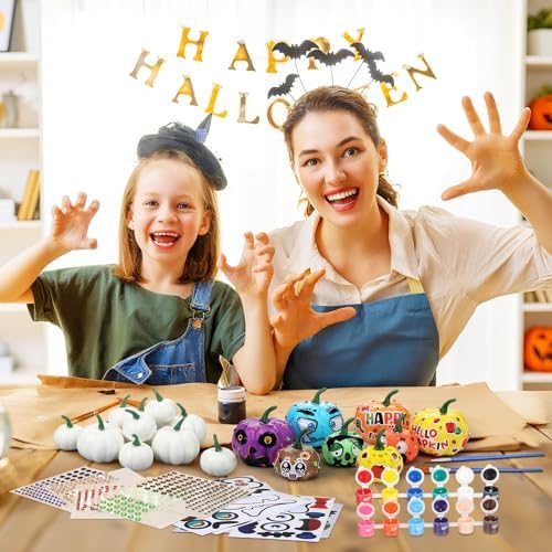 Simgoing 36 Sets Pumpkin Painting Kits Fall Halloween Crafts, Spooky Face