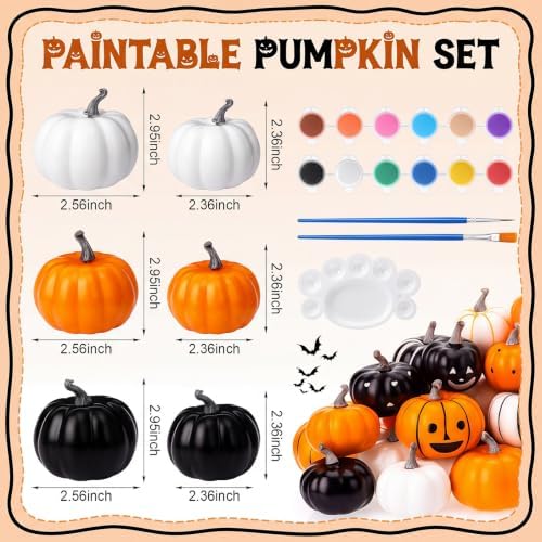 28 Pcs DIY Pumpkin Painting Kit for Fall Halloween 24 Foam Pumpkins Crafts