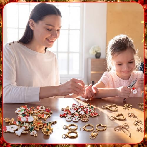 Highergo 743 Pcs Christmas Charms Lip Gloss Keychain Making Kit DIY Craft