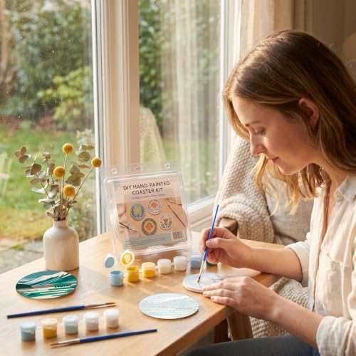 8 Pack Mountain Paint by Numbers Kits Coasters with Holder Cork Pads