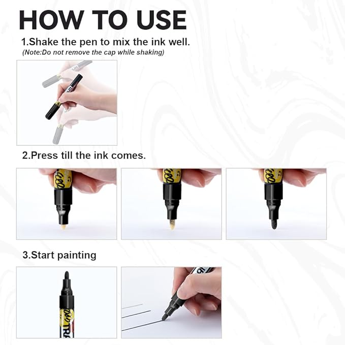 TRANSON 2 Black and 2 White Permanent Paint Markers - Image 5