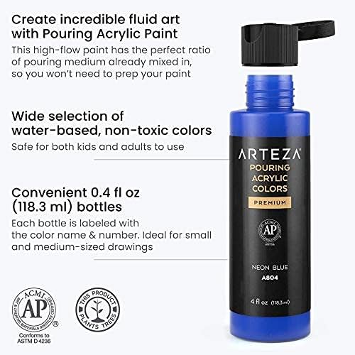 ARTEZA Acrylic Pouring Paint Set, 8 Rainbow Colors, 4 oz Bottles, High-Flow - Image 3