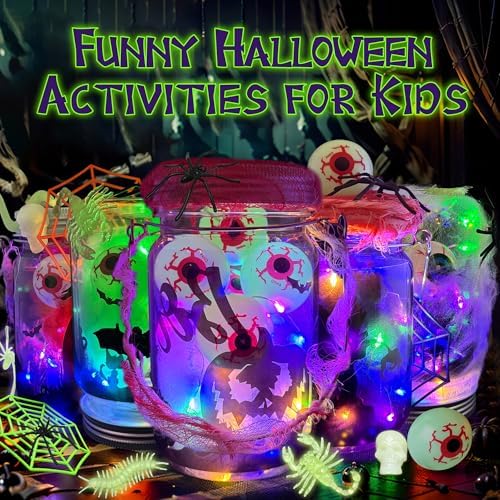 RBONIGHT 6PCS Halloween Lantern Craft Kit, Craft for Kids Age 6-8,8-12, DIY Decorations Art Project, Creative Activities for Party, Halloween Toys for Basket Stuffers Gifts