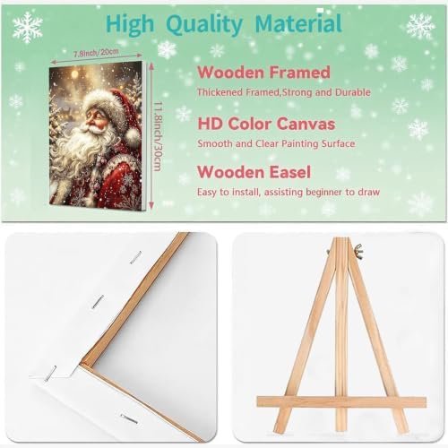Christmas Paint by Numbers for Adults with Framed Canvas - Wooden Easel