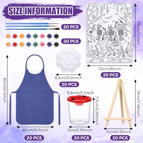 Sherr 140 Pcs 20 Set Pre Drawn Canvas Painting Kit, Halloween Style