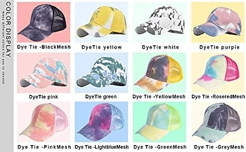 Criss Cross Hat Washed Distressed Baseball Cap Ponytail Hat High Messy Bun Ponycap for Women