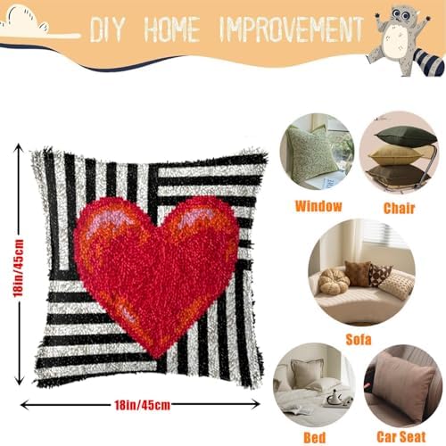 Red Heart Latch Hook Kits for Adults Beginners, Pre-Printed 17“ X 17"